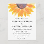 ひまわり水彩結婚式招待状葉書 インビテーションポストカード (正面)