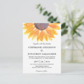 ひまわり水彩結婚式招待状葉書 インビテーションポストカード (スタンド正面)