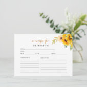 ひまわり水彩色ウェディングシャワー レシピカード 招待状 (スタンド正面)