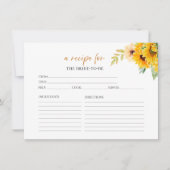 ひまわり水彩色ウェディングシャワー レシピカード 招待状 (正面)