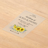 ひまわり水彩色結婚のアクリル招待状 アクリル招待状 (レイダウン)