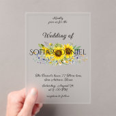 ひまわり水彩色結婚のアクリル招待状 アクリル招待状 (インサイチュ (ポータブル))