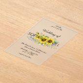 ひまわり水彩色結婚のアクリル招待状 アクリル招待状 (レイダウン)