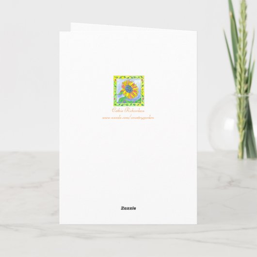 ひまわり水彩花ハッピーバースデー母 カード (裏面)