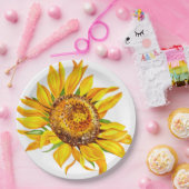 ひまわり水彩花紙プレート ペーパープレート (パーティー)