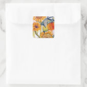 ひまわり水彩花芸術 スクエアシール (バッグ)