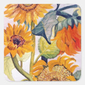 ひまわり水彩花芸術 スクエアシール (正面)