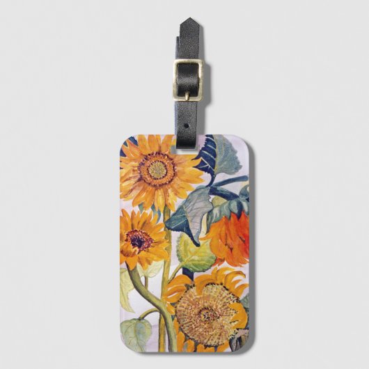 ひまわり水彩花芸術 ラゲッジタグ (正面縦)