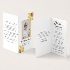 ひまわり水彩葬儀記念祈りの言葉 名刺