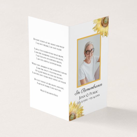 ひまわり水彩葬儀記念祈りの言葉 名刺 (外部)