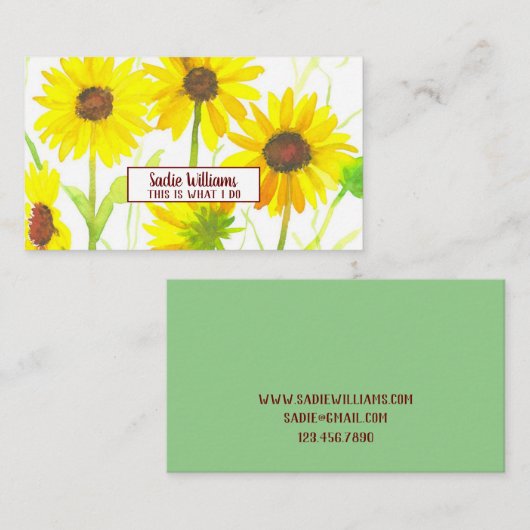 ひまわり水彩野草黄色 名刺 (正面/裏面)