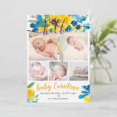 ひまわり水彩5グリッドフォトベビー誕生 案内状 (スタンド正面)