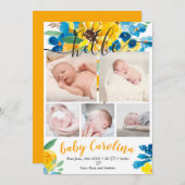 ひまわり水彩5グリッドフォトベビー誕生 案内状 (正面/裏面)