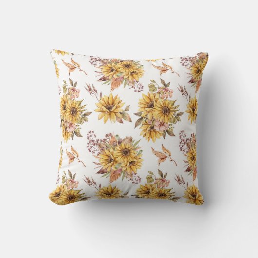 ひまわり水彩 クッション (正面)