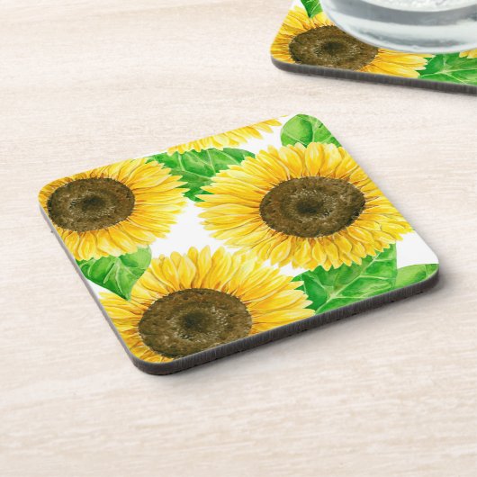 ひまわり水彩 コースター (左側)
