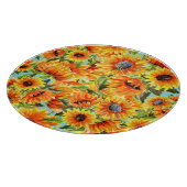 ひまわり水彩：シームレスイラストレーション カッティングボード (角)