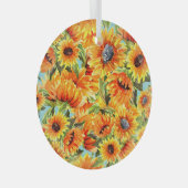ひまわり水彩：シームレスイラストレーション ガラスオーナメント (正面右)