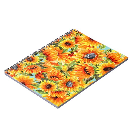 ひまわり水彩:シームレスイラストレーション ノートブック (左側)