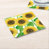 ひまわり水彩 スクエアペーパーコースター (アングル)