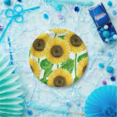 ひまわり水彩 ペーパープレート (パーティー)