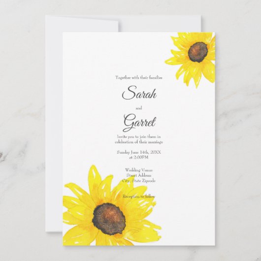 ひまわり水彩 招待状 (正面)