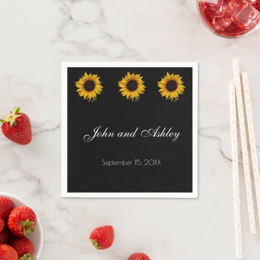 ひまわり水滴結婚の スタンダードカクテルナプキン (インサイチュ)