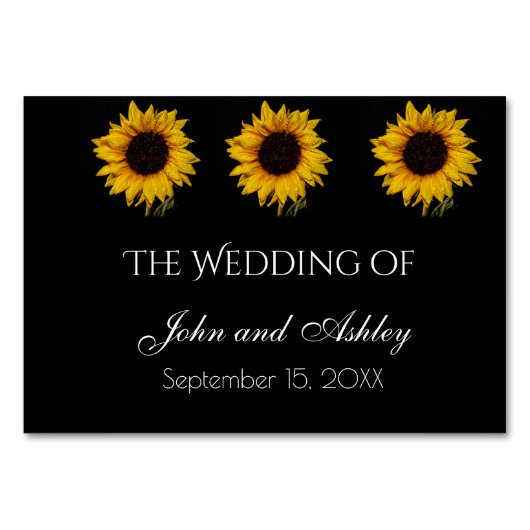 ひまわり水滴結婚の テーブルナンバー (正面)