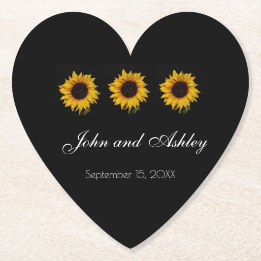 ひまわり水滴結婚の ペーパーコースター (正面)