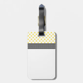 ひまわり水玉模様ジンガムイエロー白黒 ラゲッジタグ (裏面縦)