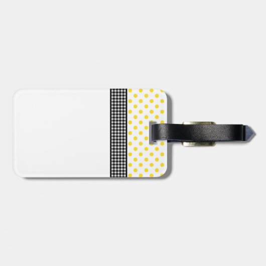ひまわり水玉模様ジンガムイエロー白黒 ラゲッジタグ (裏面横)