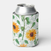 ひまわり水色、シームレスな夏のパターン。 缶クーラー (缶正面)