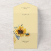 ひまわり淡い色の金ゴールドQRコード オールインワン招待状 (外側)