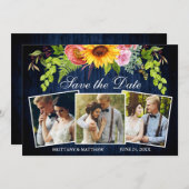 ひまわり混合フローラブルーウッド3写真 セーブザデート (正面/裏面)