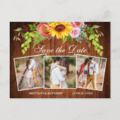 ひまわり混合フローラ木材3写真の保存日付 ポストカード (正面)