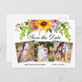 ひまわり混合フローラ3 Photo Save The Date ポストカード (正面/裏面)