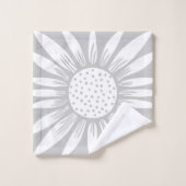 ひまわり灰色の白いタイルのパターン バスタオルセット (ウォッシュタオル)