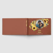 ひまわり焼けオレンジエレガント色の写真金ゴールド ゲストブック (全面)