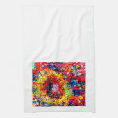 ひまわり爆発茶タオル キッチンタオル (縦)