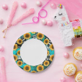 ひまわり牛プリントウエスタン ペーパープレート (パーティー)