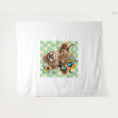 ひまわり牛、かわいいハイランド牛 タペストリー (正面(横))