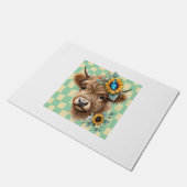 ひまわり牛、かわいいハイランド牛 ドアマット (アングル)