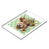 ひまわり牛、かわいいハイランド牛 ノートブック (左側)