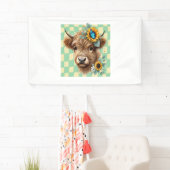 ひまわり牛、かわいいハイランド牛 横断幕 (インサイチュ)