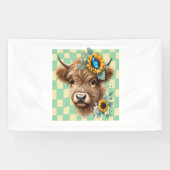 ひまわり牛、かわいいハイランド牛 横断幕 (横)