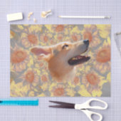 ひまわり犬かわいい黄色いフローラエレガントファインアート 薄葉紙 (クラフト)