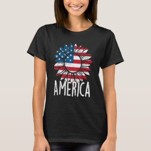 ひまわり独立記念日アメリカ国旗4日 Tシャツ