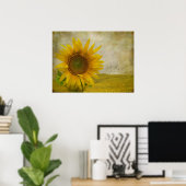 ひまわり独身のの牧草地のひまわり ポスター (ホームオフィス)