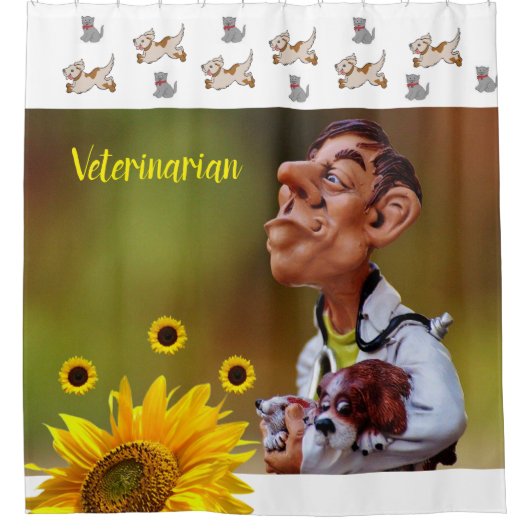 ひまわり獣医キャットドッグシャワーカーテン シャワーカーテン (正面)
