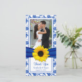 ひまわり王室のブルーフローラ結婚ズ・サンキュー サンキューカード (スタンド正面)