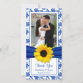 ひまわり王室のブルーフローラ結婚ズ・サンキュー サンキューカード